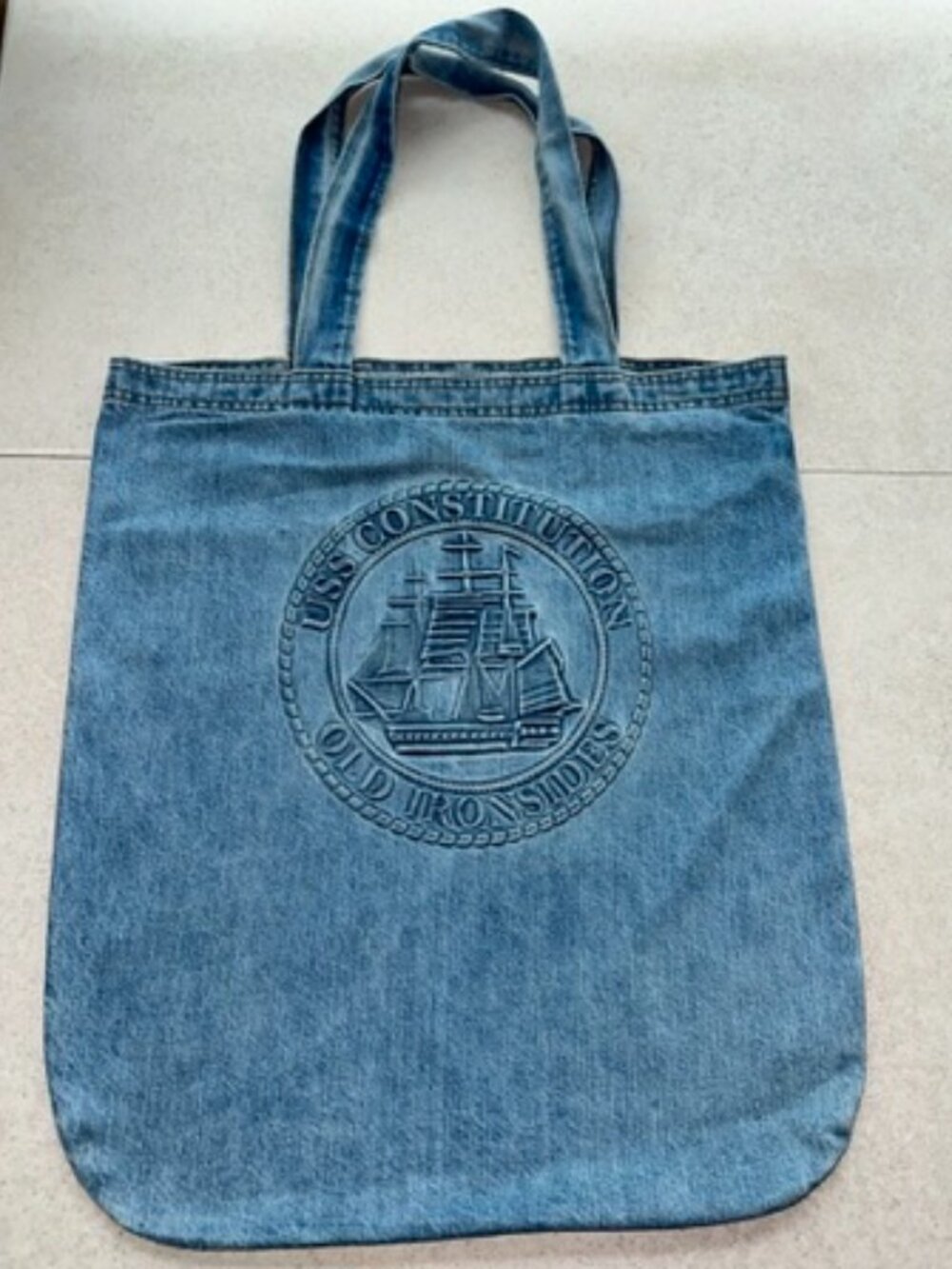 USS Constitution Old Ironsides Blue Denim Tote Bag